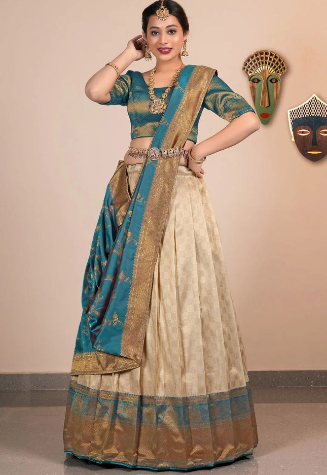 Chiku Traditional Self Jacquard Banarasi Lehenga Choli - Gajiwala