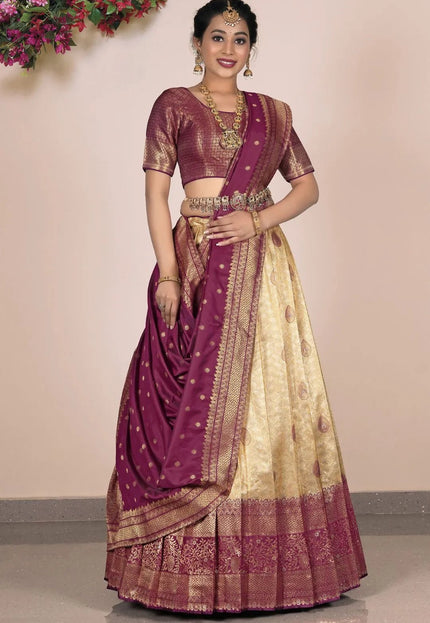 Chiku Traditional Self Jacquard Lehenga Choli - Gajiwala