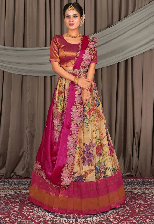 Chiku Viscose Digital Print Lehenga Choli For Women - Gajiwala