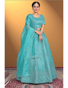 Firozi Latest Designer Lehenga Choli In Net - Gajiwala