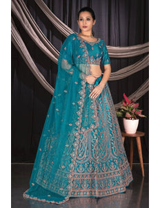 Firozi Party wear Embroidered Lehenga Choli For Women - Gajiwala