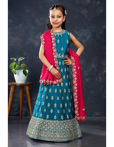 Firozi - Rani Colour Kids Readymade Lehenga - Gajiwala