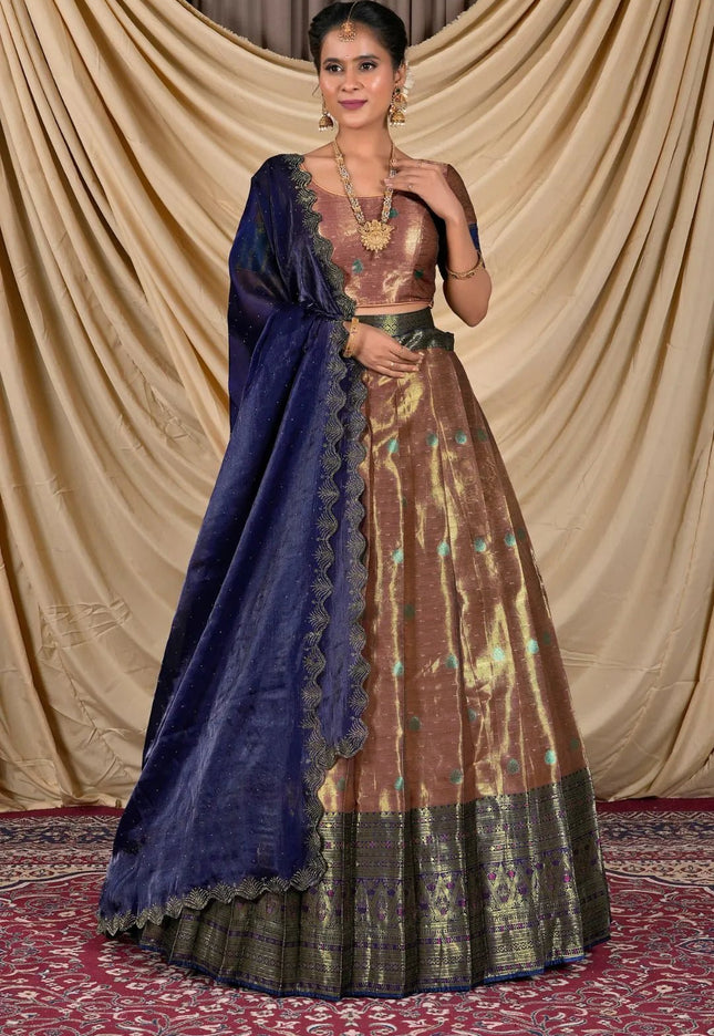 Gajari Zari Silk Lehenga Choli With Zari Woven - Gajiwala