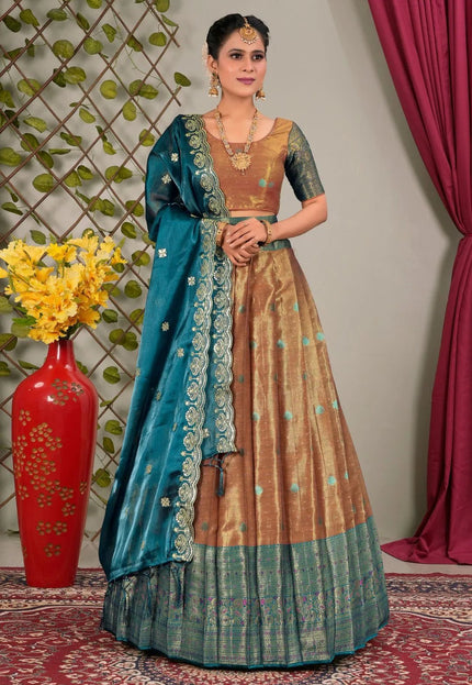 Gajari Zari Silk Semi - Stitched Lehenga For Women - Gajiwala