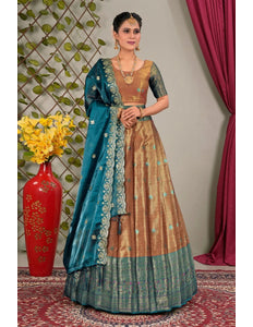 Gajari Zari Silk Semi - Stitched Lehenga For Women - Gajiwala