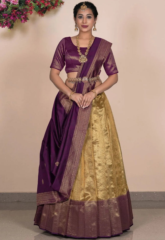 Gold Traditional Tissue Banarasi Lehenga Choli - Gajiwala