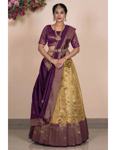 Gold Traditional Tissue Banarasi Lehenga Choli - Gajiwala