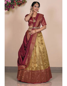 Gold Traditional Tissue Silk Lehenga Choli For Women - Gajiwala