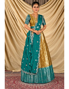 Gold Zari Tissue Half Saree with Zari Woven For Women - Gajiwala