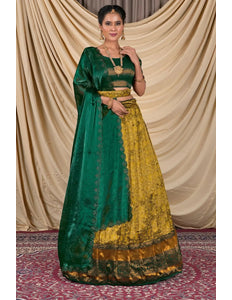 Gold Zari Tissue Silk Lehenga Choli For Women - Gajiwala