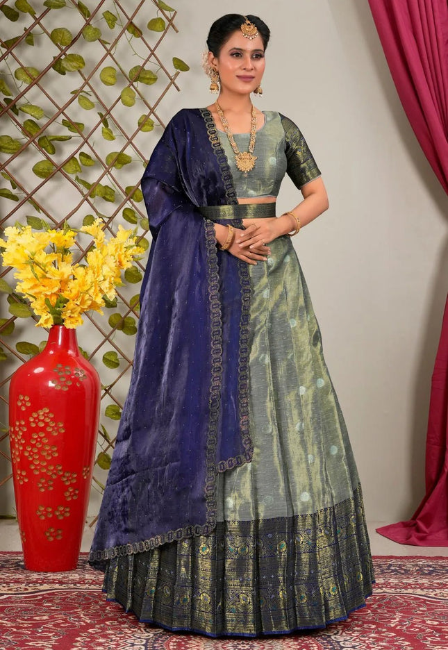 Gray Latest Lehenga Choli in Jacquard Banarasi Silk - Gajiwala