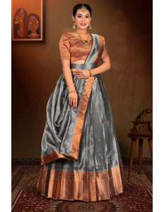 Gray Tissue Silk Zari Work Lehenga Choli For Women - Gajiwala