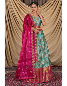 Gray Zari Silk Pattu Lehenga Choli With Zari Woven - Gajiwala
