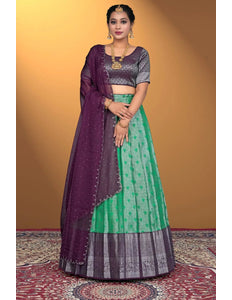 Green Banarasi Silk Latest Lehenga Choli With Zari Work - Gajiwala