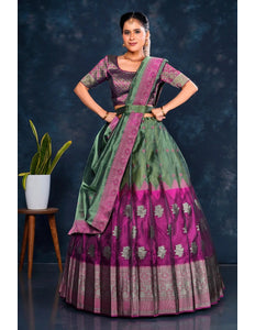 Green Tissue Silk Designer Lehenga Choli For Women - Gajiwala