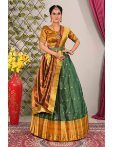 Green Tissue Silk Pattu Lehenga Choli For Women - Gajiwala
