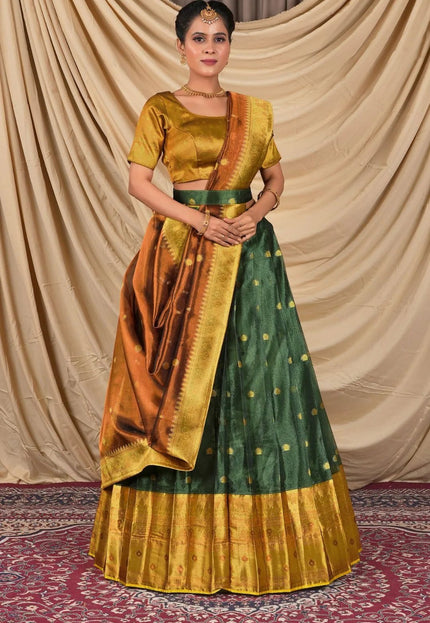 Green Tissue Silk Pattu Lehenga Choli For Women - Gajiwala