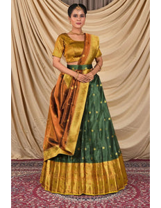 Green Tissue Silk Pattu Lehenga Choli For Women - Gajiwala