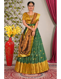 Green Tissue Silk Traditional Lehenga Choli for Women - Gajiwala