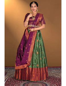 Green Tissue Silk Zari Work Lehenga Choli - Gajiwala