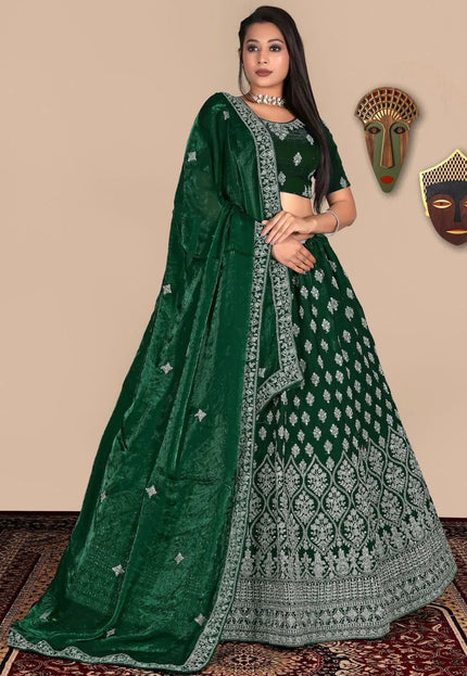 Green Traditional Fendy Silk Lehenga Choli - Gajiwala