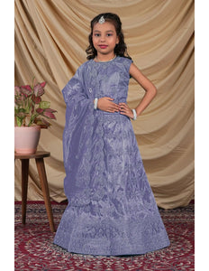 Lavender Kids Readymade Lehenga for Girls - Gajiwala