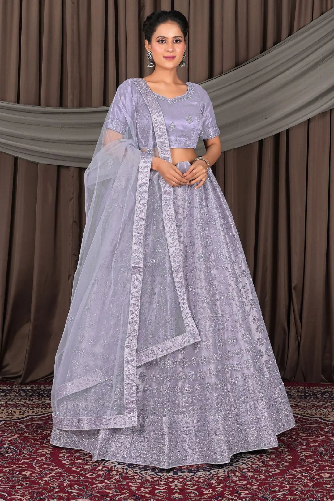 Lavender Party Wear Heavy Designer Net Lehenga Choli - Gajiwala