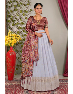 Lavender Viscose Semi - Stitched Lehenga For Women - Gajiwala
