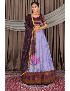 Lavender Viscose with Digital Print Lehenga Choli For Women - Gajiwala