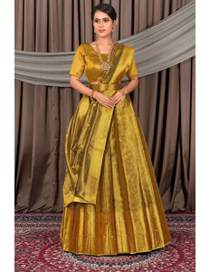 Liril Pure Two Tone Zari Tissue Pattu Half Saree For Women - Gajiwala