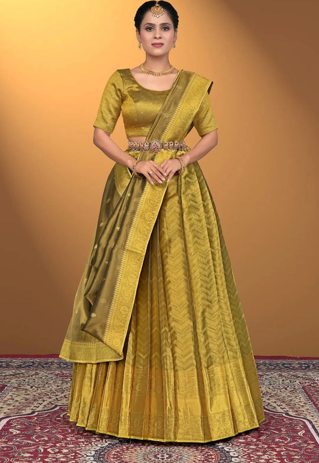 Liril Pure Two Zari Tissue Half Saree For Women - Gajiwala