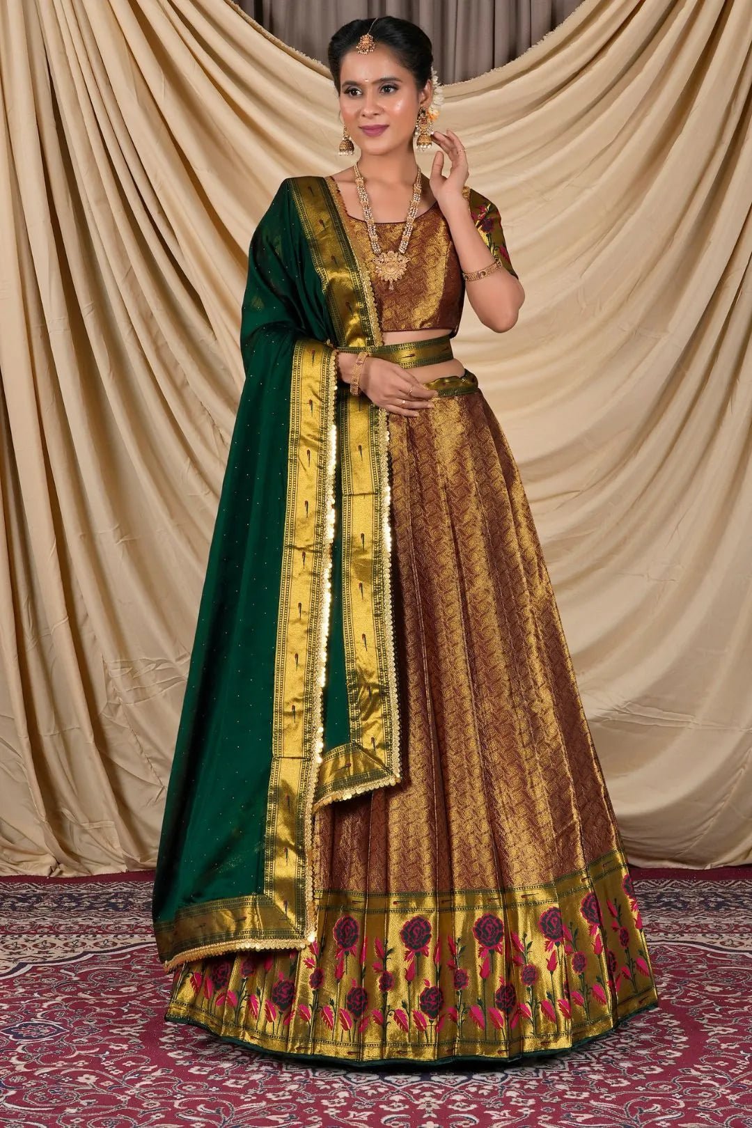 Maroon Banarasi Silk Lehenga Choli For Women - Gajiwala