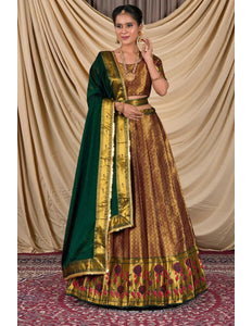 Maroon Banarasi Silk Lehenga Choli For Women - Gajiwala