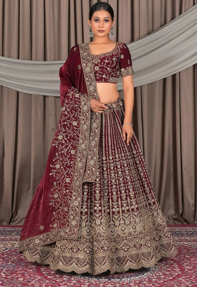 Maroon Latest Fendy Silk Lehenga Choli Design - Gajiwala