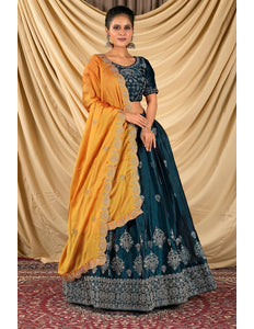 Morpich Barbery Silk Lehenga Choli With Rangoli Dupatta - Gajiwala