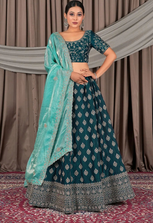 Morpich Fendy Silk Semi - Stitched Lehenga For Women - Gajiwala