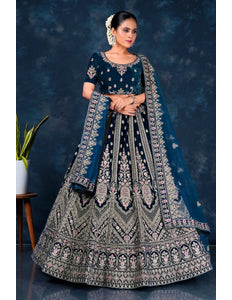 Morpich Heavy Designer Bridal Lehenga in Velvet - Gajiwala