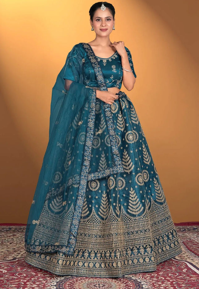 Morpich Net Lehenga Choli For Women With Embroidery Work - Gajiwala