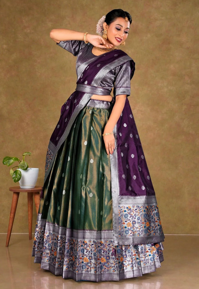 Morpich Simar Chiffon Lehenga Choli with Banarasi Dupatta - Gajiwala