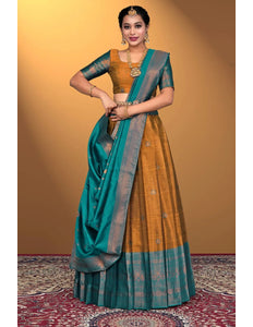 Musterd Banarasi Silk Lehenga Choli For Women - Gajiwala