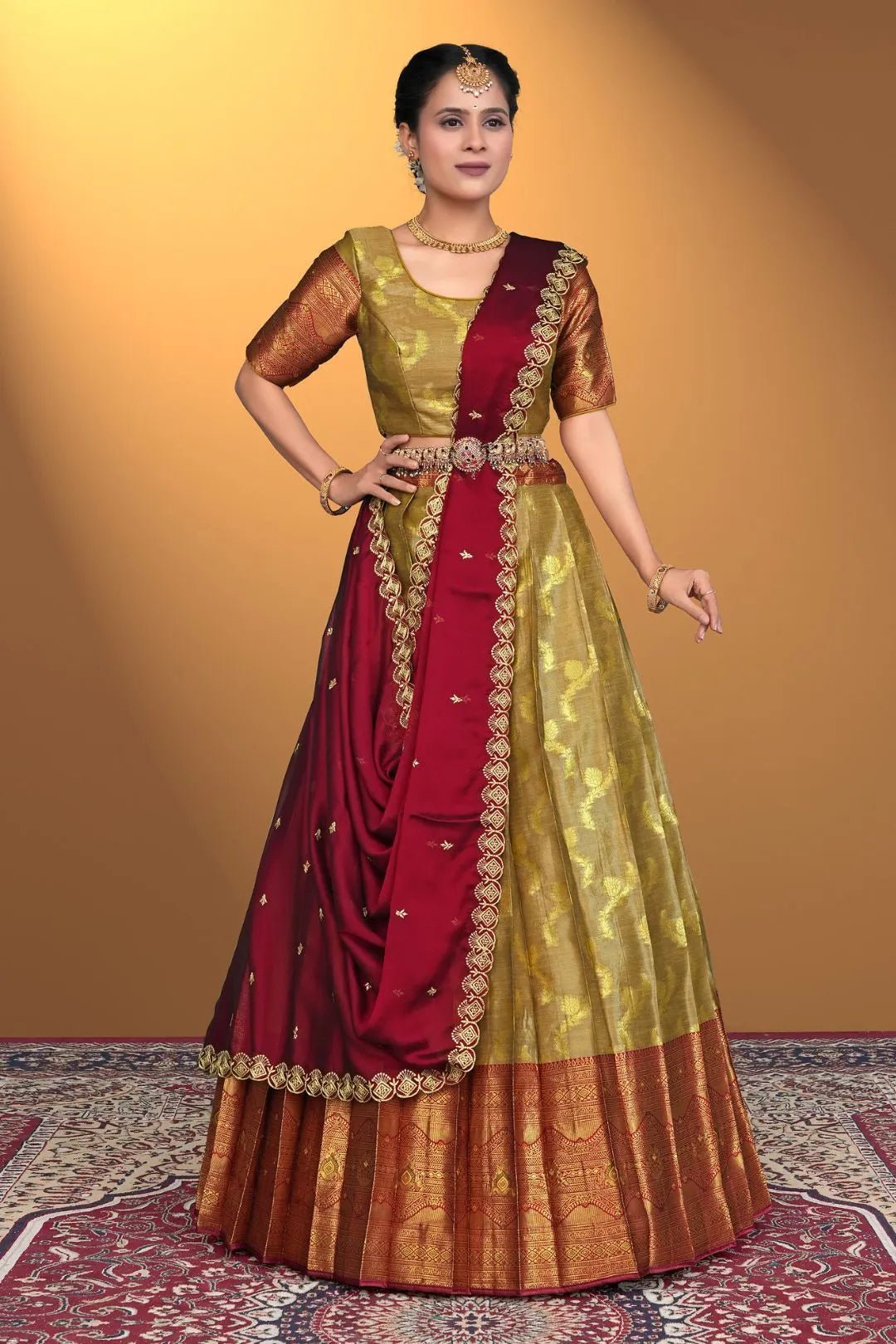 Musterd Banarasi Silk Lehenga Design For Women - Gajiwala