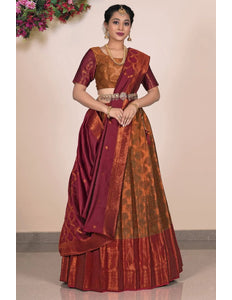 Musterd Banarasi Silk Lehenga With Zari Woven - Gajiwala