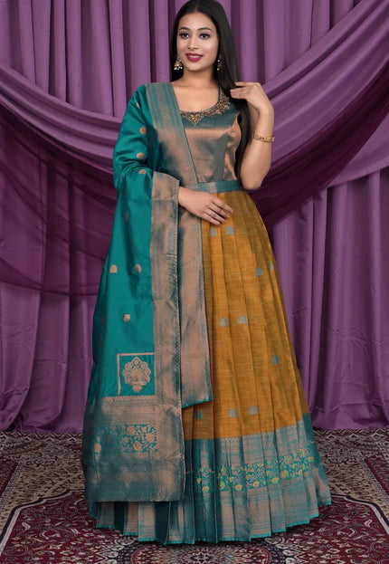 Musterd Designer Banarasi Gown With Dupatta - Gajiwala