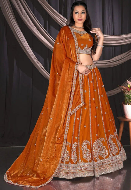 Musterd Fendy Silk Lehenga Choli For Wedding Function - Gajiwala
