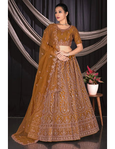 Musterd Party wear Embroidered Lehenga Choli For Women - Gajiwala