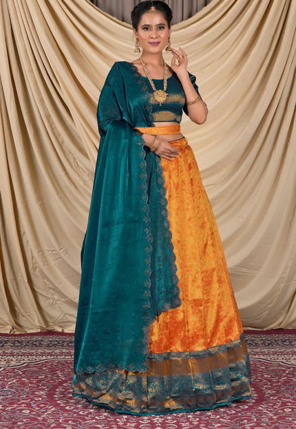 Musterd Zari Tissue Silk Lehenga Choli For Women - Gajiwala