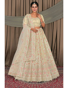 Off White Latest Party Wear Net Lehenga Choli - Gajiwala
