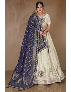 Off White Viscose Fabric Lehenga Choli For Women - Gajiwala