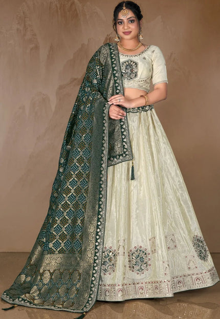 Off White Viscose Fabric Lehenga Choli For Women - Gajiwala