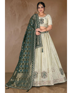 Off White Viscose Fabric Lehenga Choli For Women - Gajiwala